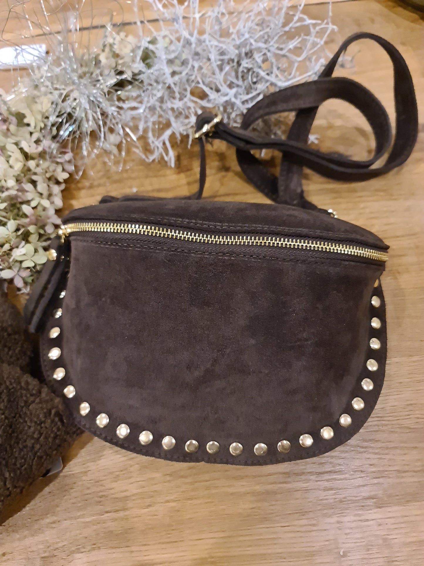 Wildleder Umhängetasche schokobraun