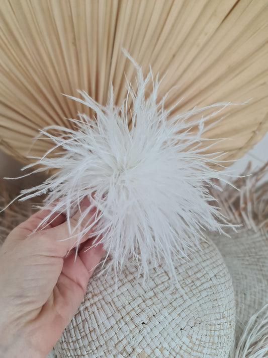 Federbrosche/Haarspange weiss