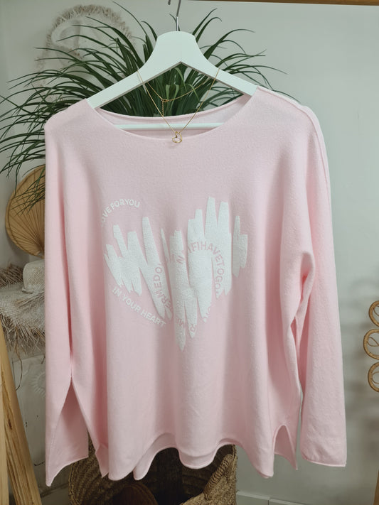 Frühlingspulli Love zart rosa