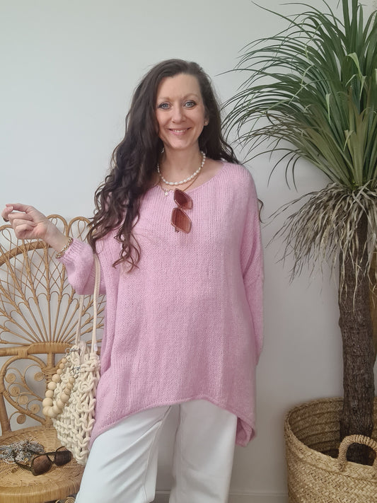 Oversize Pulli rosa