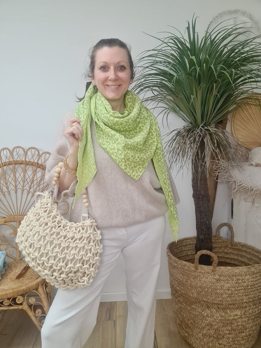 Musselin 3Eck Tuch Leo grün