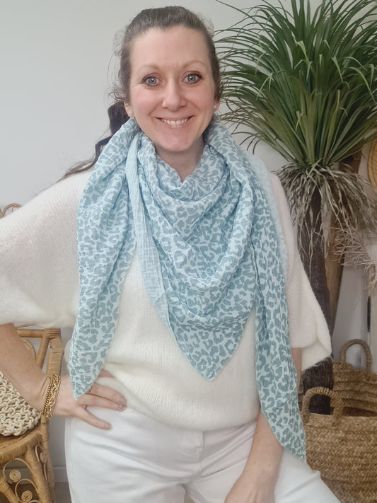 Musselin 3Eck Tuch Leo Türkis