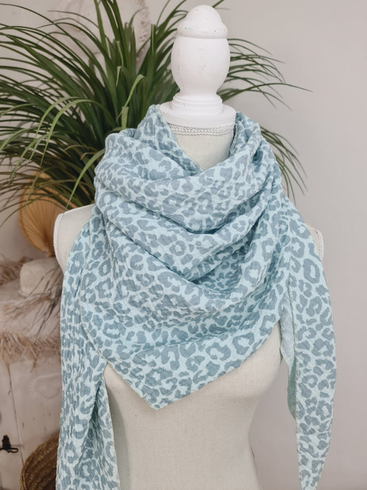 Musselin 3Eck Tuch Leo Türkis