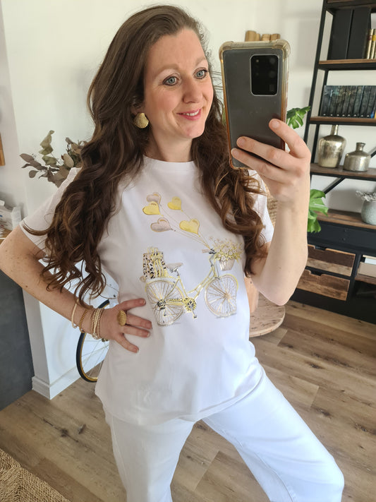 T-Shirt Fahrrad gelb