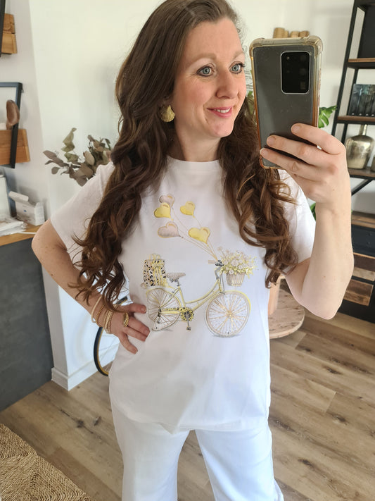 T-Shirt Fahrrad gelb