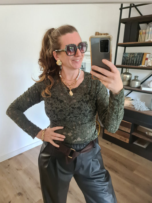 Spitzenoberteil khaki