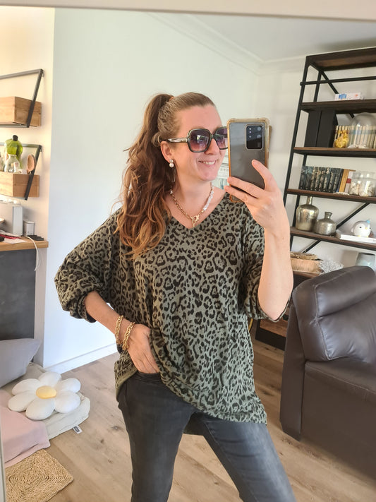 Feinstrick Pulli Leo khaki