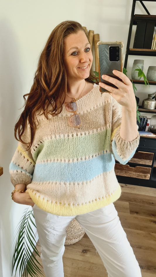 Pulli Streifen Grün