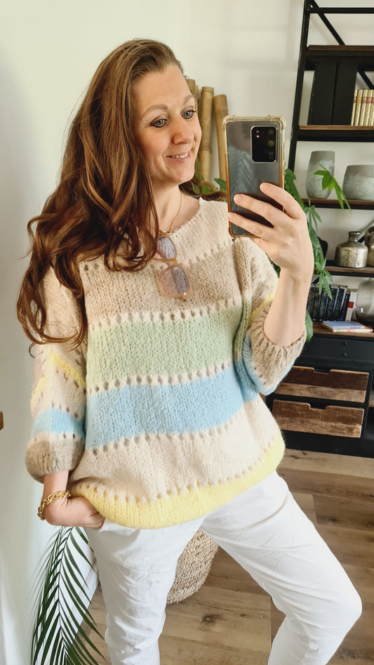 Pulli Streifen Grün