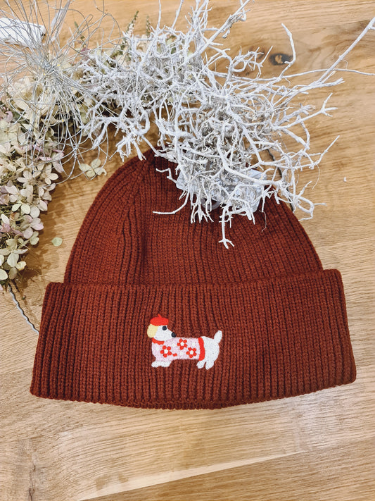 Mütze Dackel Bordeaux