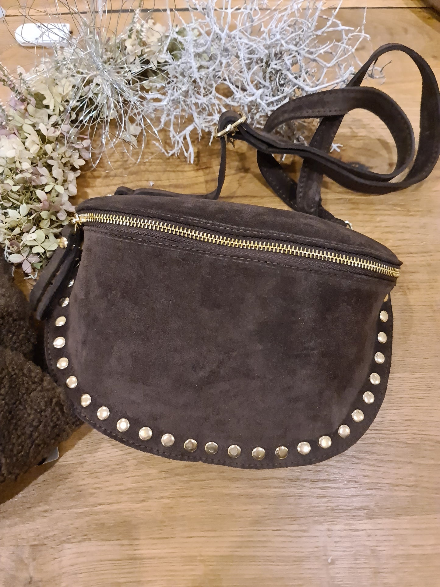 Wildleder Umhängetasche schokobraun