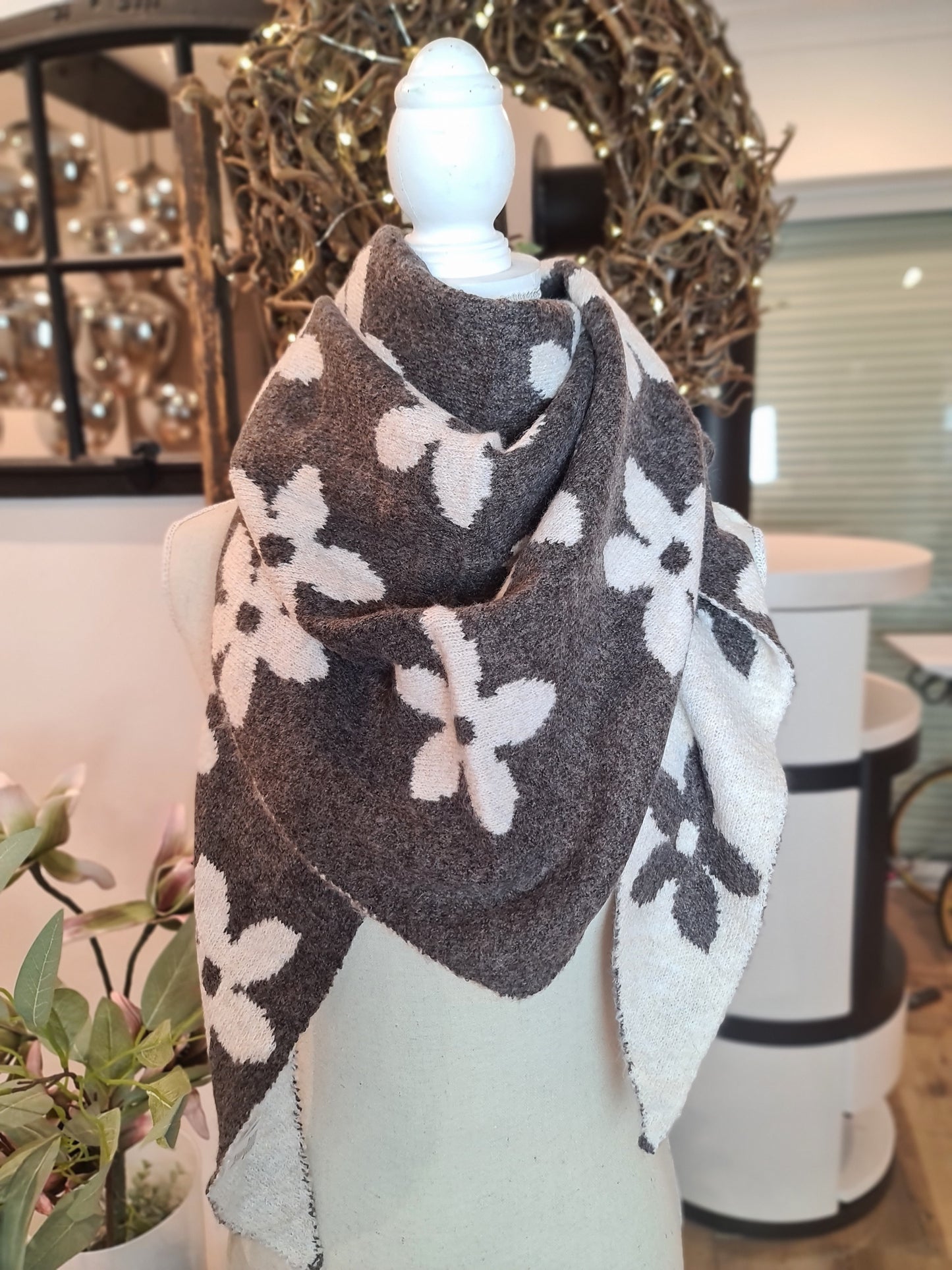 3 Eck Schal schlamm Blume