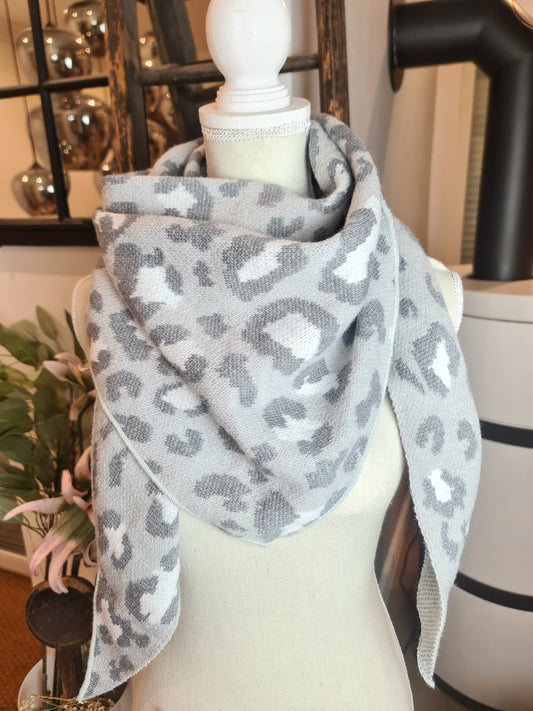 3 Eck Schal Leo hell grau