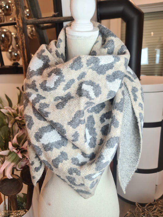 3 Eck Schal Leo hell braun