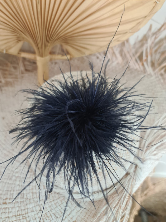 Federbrosche / Haarspange dunkel blau