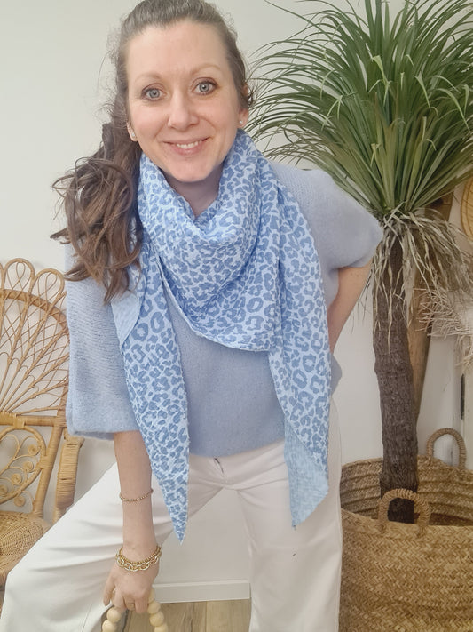 Musselin 3Eck Tuch Leo blau