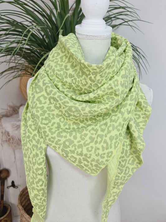 Musselin 3Eck Tuch Leo grün