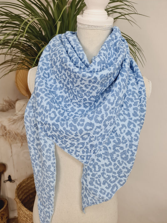 Musselin 3Eck Tuch Leo blau