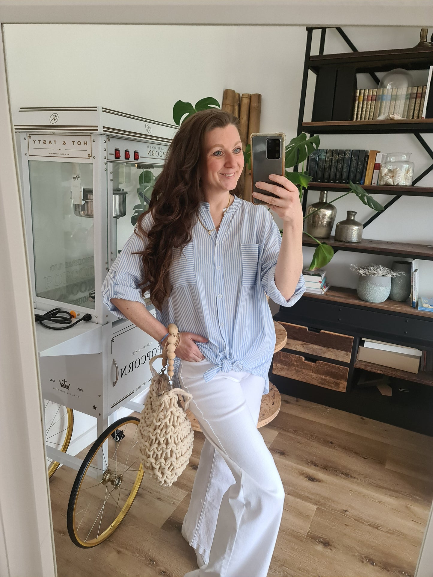 Bluse blau mit Streifen