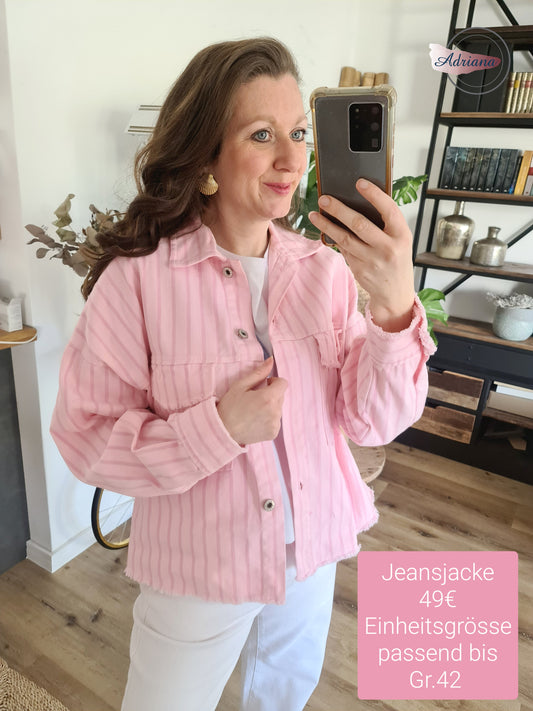 Jeans Jacke rosa Streifen