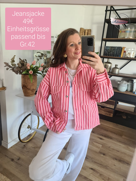 Jeansjacke Pink Streifen