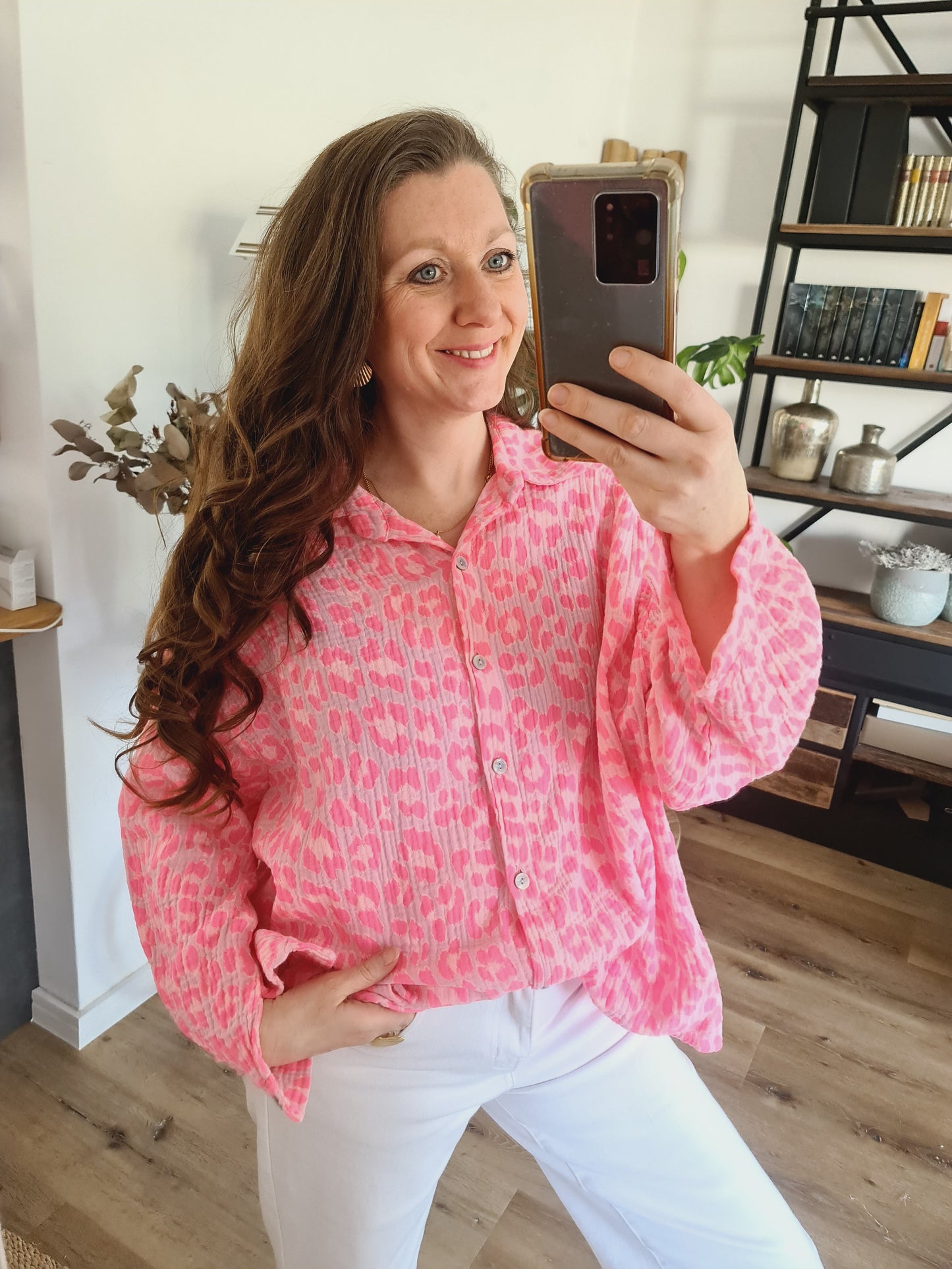 Musselin-Bluse rosa Leo