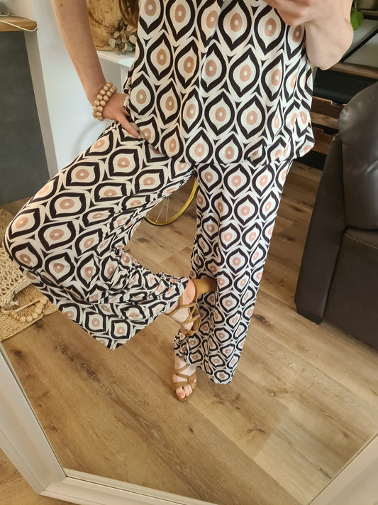 Hose schwarz/beige
