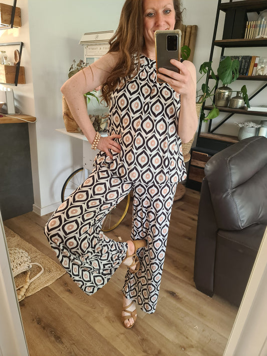 Hose schwarz/beige
