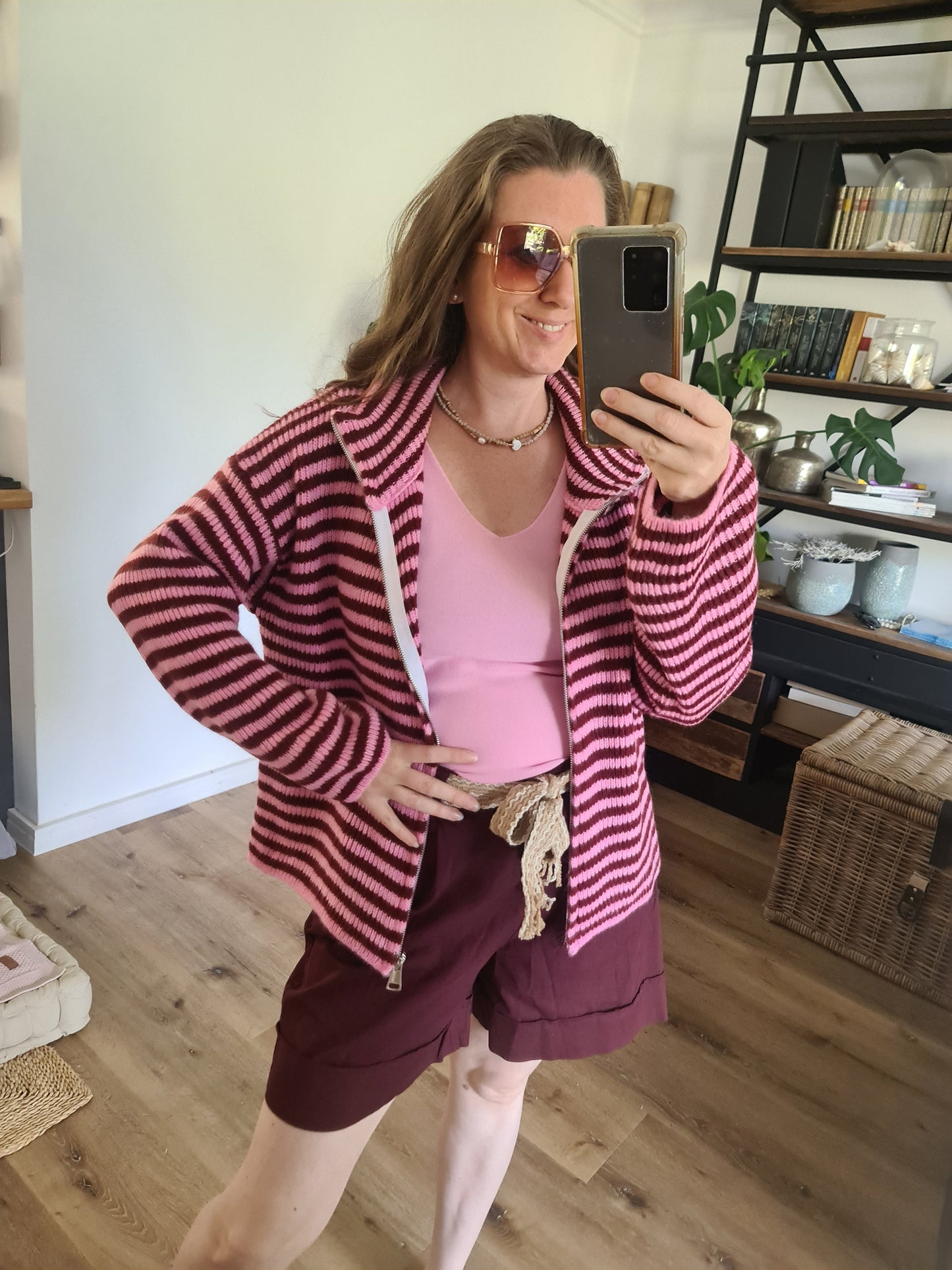 Cardigan Pink/ Burgunder