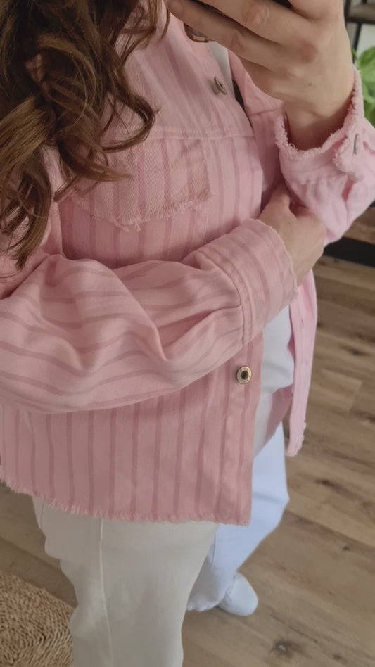Jeans Jacke rosa Streifen